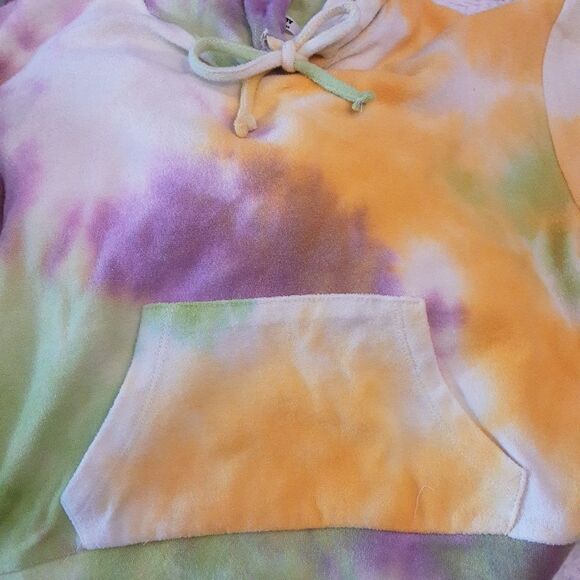 JOLIE‎ & JOY Tie-Dye Short Hoodie Front Pouch Women's Small - Picture 4 of 9
